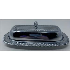 Irvinware Vintage Chrome Plated Butter Dish‎ with Metal Lid